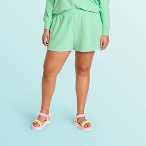 NWT Stoney Clover Lane x Target Terry Cloth Beach Shorts Light Green Plus Sz 2X